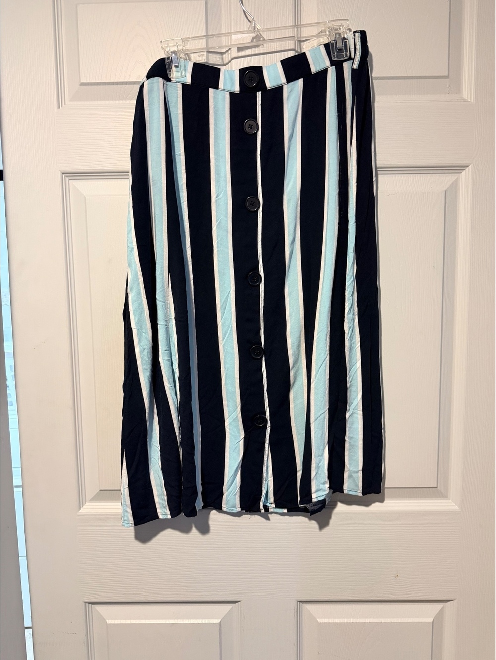 Westport striped button-front skirt
